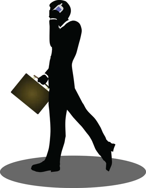 Business people walking with briefcase silhouette — Stock Vector