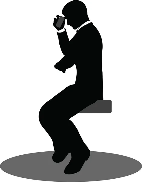 Business people on phone sitting silhouette — Stock Vector