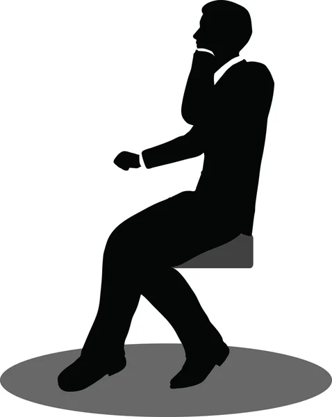 Gens d'affaires au téléphone assis silhouette — Image vectorielle