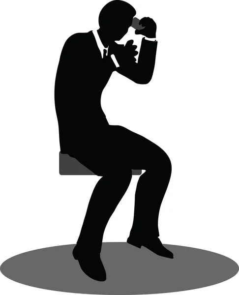 Uomini d'affari al telefono seduta silhouette — Vettoriale Stock
