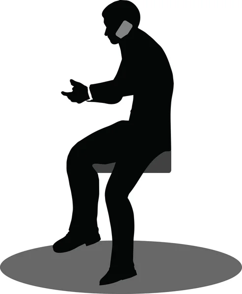 Business people on phone sitting silhouette — Stock Vector