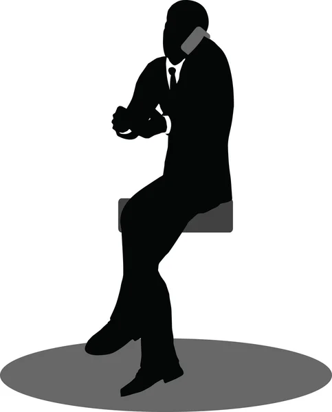 Business people on phone sitting silhouette — Stock Vector