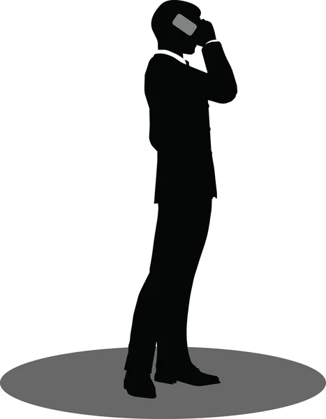 Uomini d'affari al telefono in piedi silhouette — Vettoriale Stock