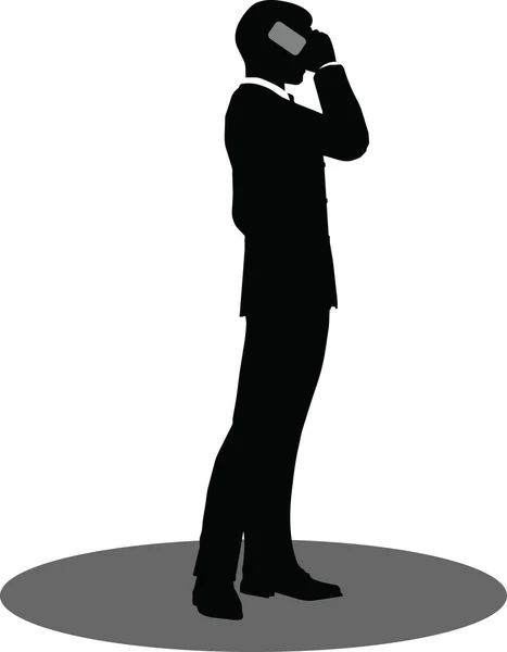 Business people on phone standing silhouette — Stock Vector