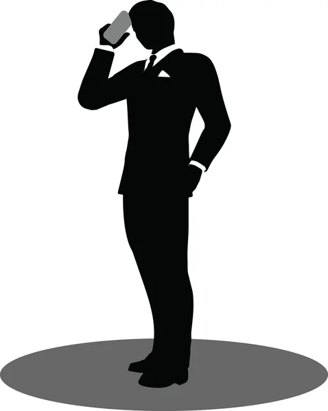 Business people on phone standing silhouette — Stock Vector