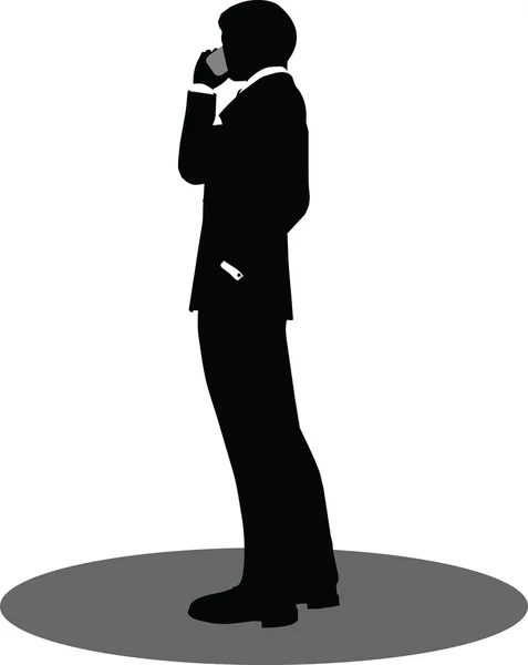 Business people on phone standing silhouette — Stock Vector