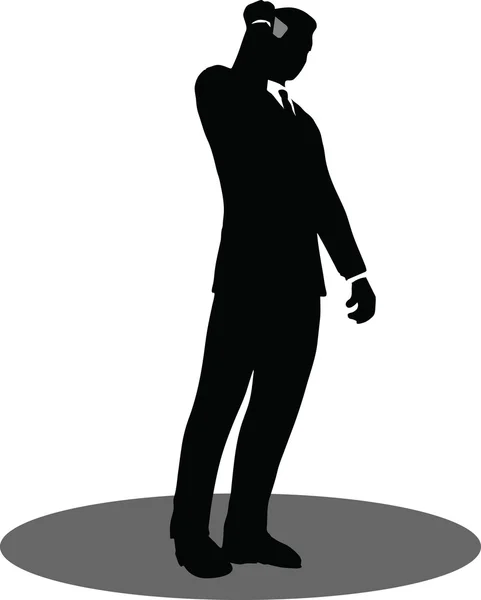 Business people on phone standing silhouette — Stock Vector