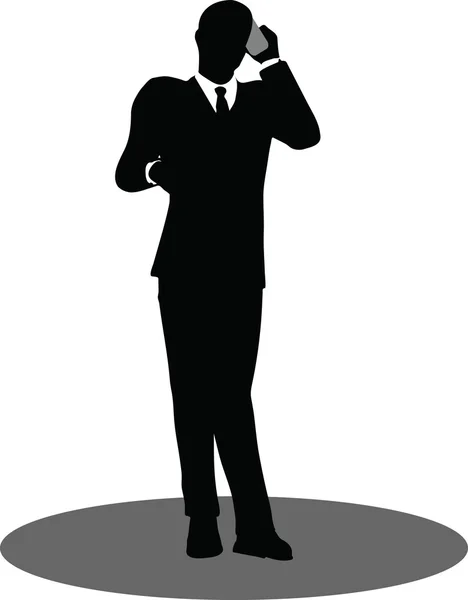 Business people on phone standing silhouette — Stock Vector