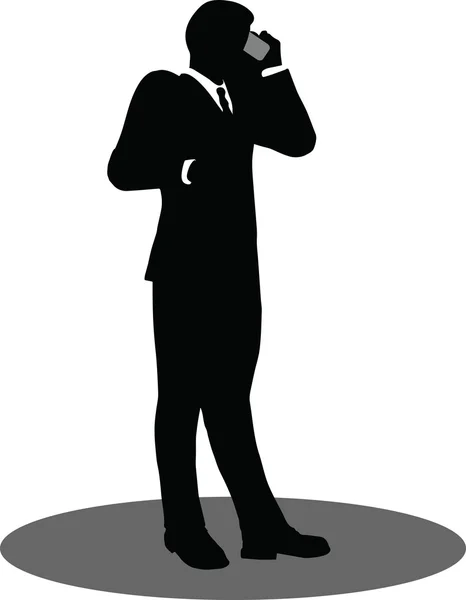 Hommes d'affaires au téléphone debout silhouette — Image vectorielle