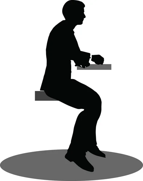 Business people meeting sitting silhouette — Stock Vector