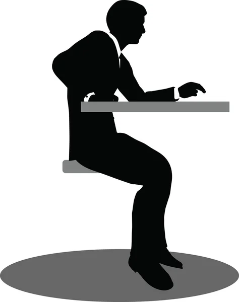 Business people meeting sitting silhouette — Stock Vector