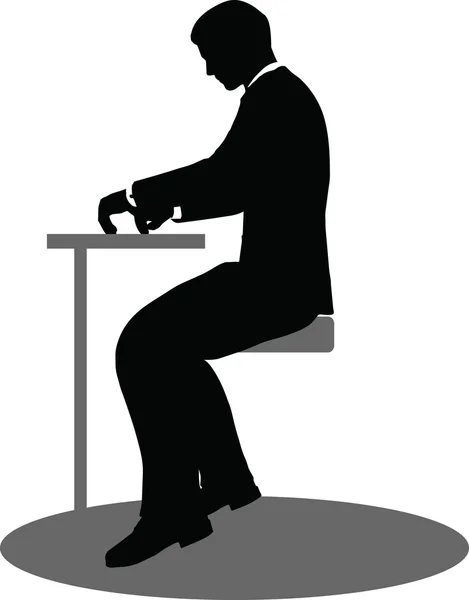 Business people meeting sitting silhouette — Stock Vector