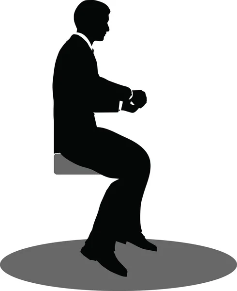 Uomini d'affari incontro seduta silhouette — Vettoriale Stock