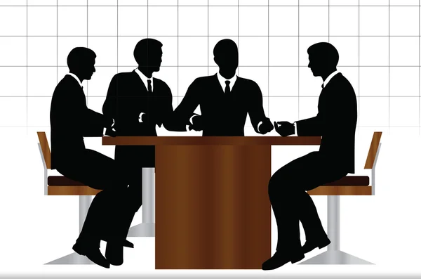 Business people meeting sitting silhouette — Stock Vector