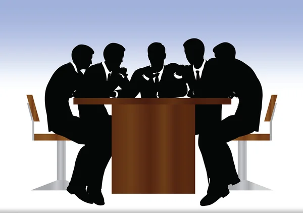 Ludzie biznesu spotkanie siedzący sylwetka — Wektor stockowy