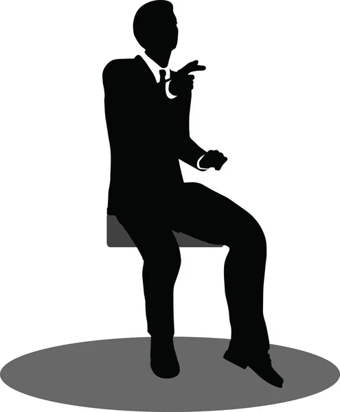 Business people meeting sitting silhouette — Stock Vector