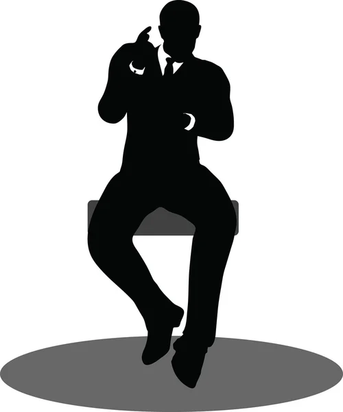 Uomini d'affari incontro seduta silhouette — Vettoriale Stock