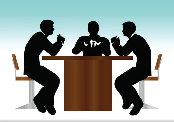 Business people meeting sitting silhouette — Stock Vector