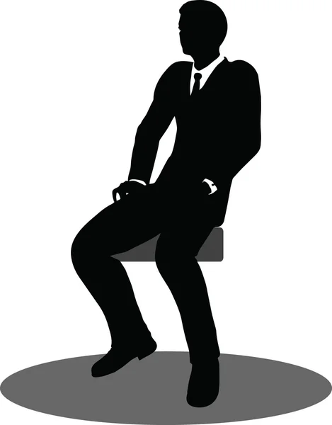 Business people meeting sitting silhouette — Stock Vector