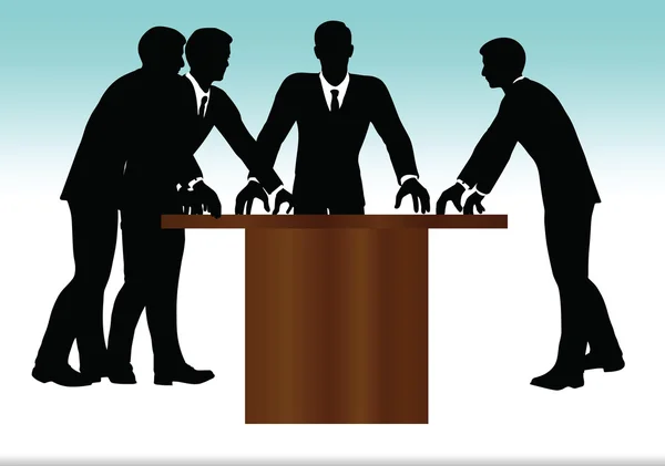 Business people meeting standing silhouette — Stock Vector