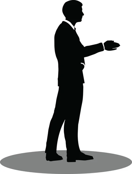 Business people meeting standing silhouette — Stock Vector