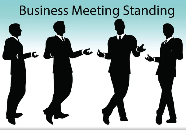 Ludzie biznesu spotkanie stojący sylwetka — Wektor stockowy