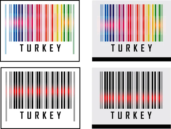 Vonalkód ikon és piros érzékelő lézersugár alatt Törökország — Stock Vector