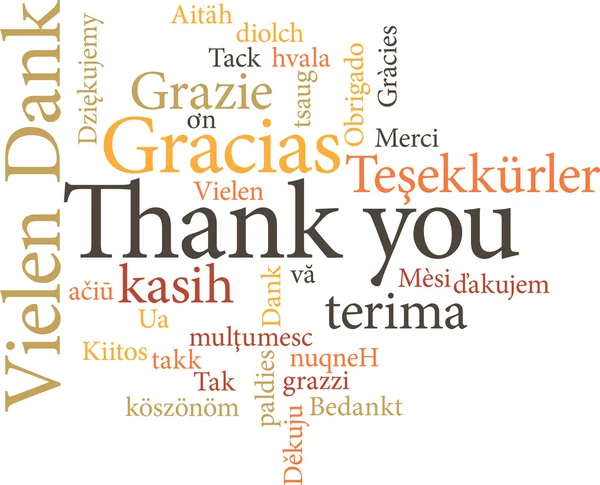Thank you in word clouds — Stock Vector