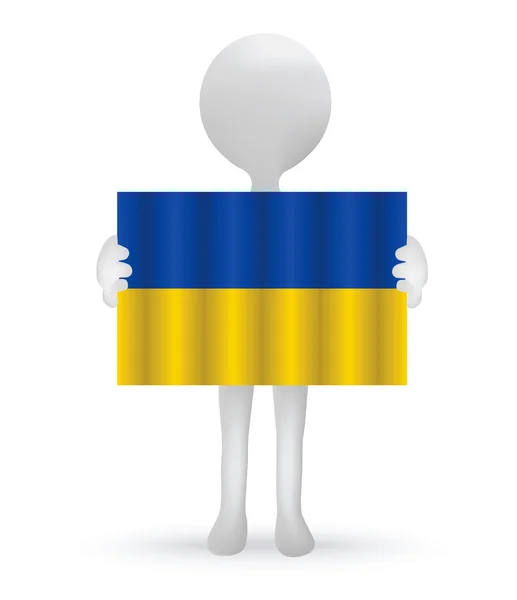 3D-s ember kezei egy ukrán zászló — Stock Vector