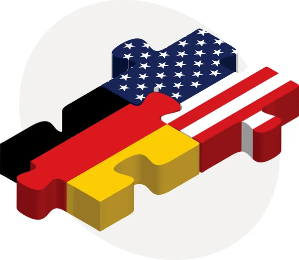 USA and German Flags in puzzle — Stock Vector