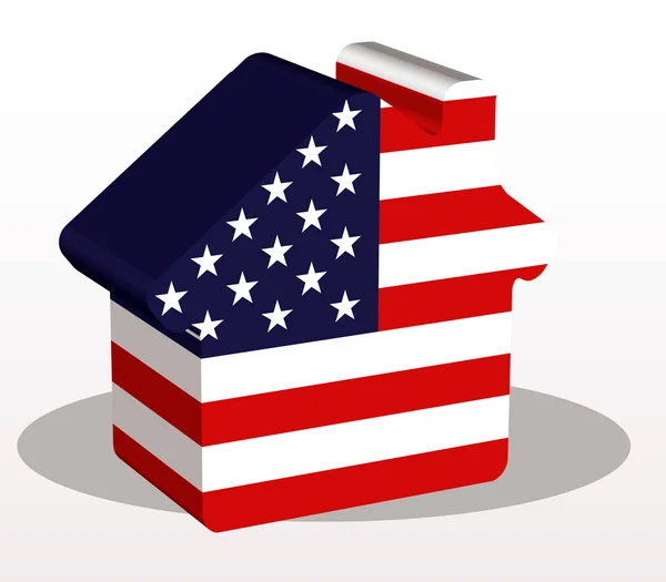 Casa ícone em casa com bandeira dos EUA no quebra-cabeça — Vetor de Stock