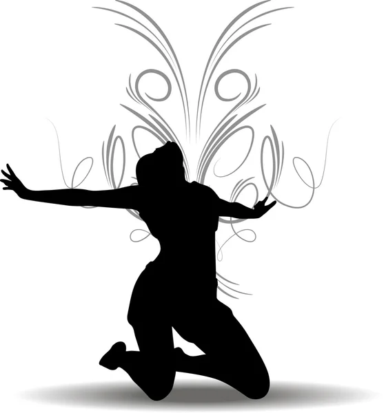 Funky fille silhouette — Image vectorielle