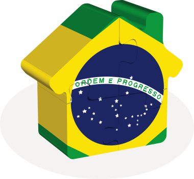 house home icon with Brazil flag in puzzle clipart