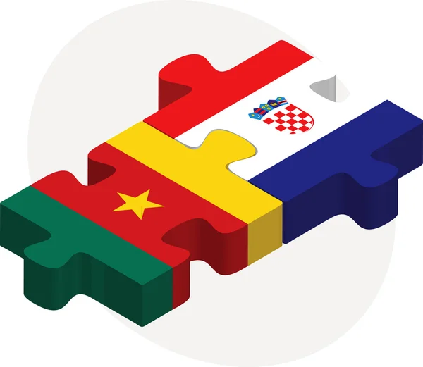 Cameroun et Croatie Drapeaux en puzzle — Image vectorielle