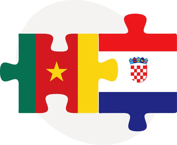 Cameroun et Croatie Drapeaux en puzzle — Image vectorielle