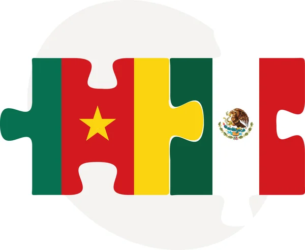 Bandiere Camerun e Messico nel puzzle — Vettoriale Stock