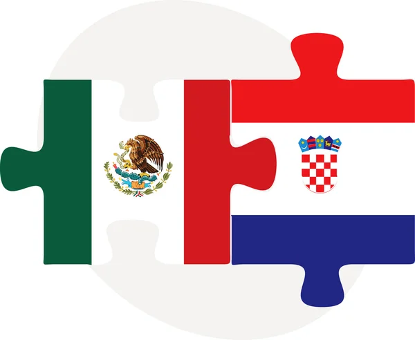 Bandeiras do México e Croácia no quebra-cabeça — Stockový vektor