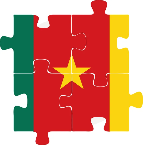 カメルーンの国旗のパズル — ストックベクタ