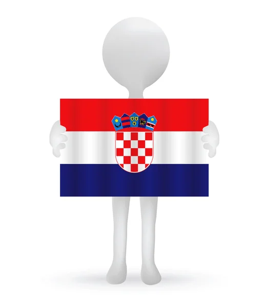 Mãos de homem 3d segurando uma bandeira da Croácia — Vetor de Stock