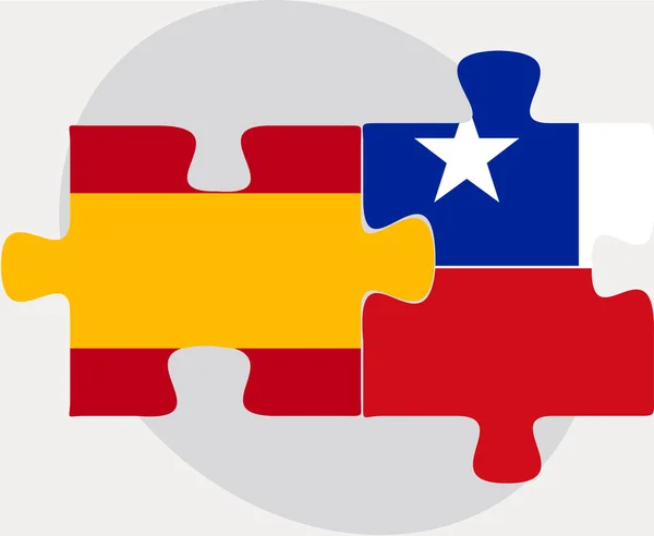 Banderas de España y Chile en puzzle — Archivo Imágenes Vectoriales