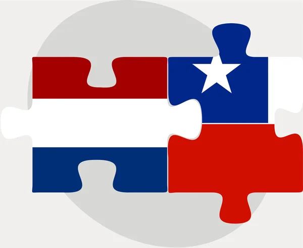 Nederland en Chili vlaggen in puzzel — Stockvector