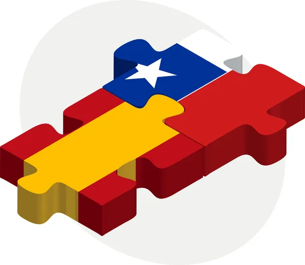 Spain and Chile Flags in puzzle — Stock Vector