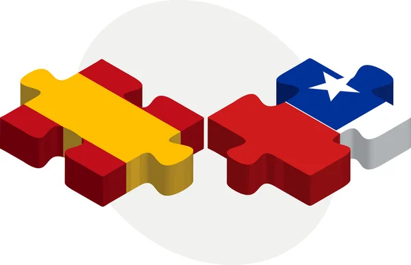 Spain and Chile Flags in puzzle — Stock Vector