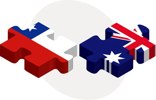Chili en Australië vlaggen in puzzel — Stockvector