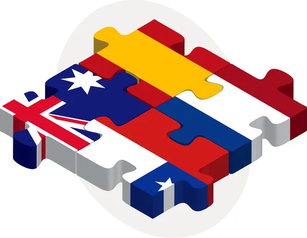 Espagne, Pays-Bas, Australie, Chili Drapeaux en puzzle — Image vectorielle