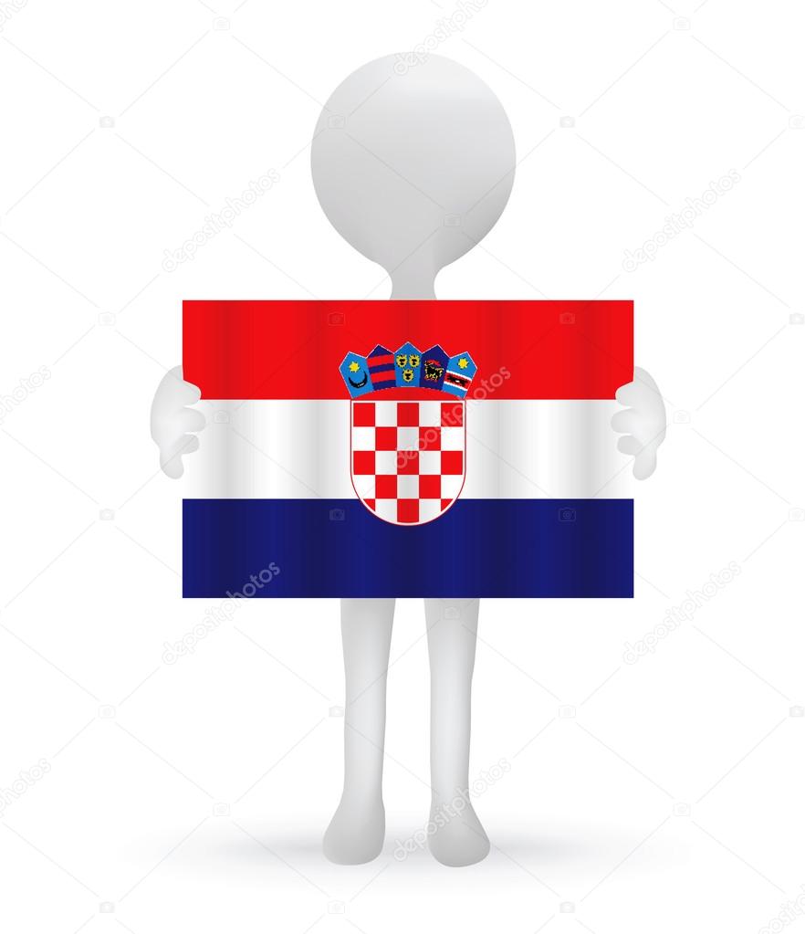 3d man hands holding a Croatia flag