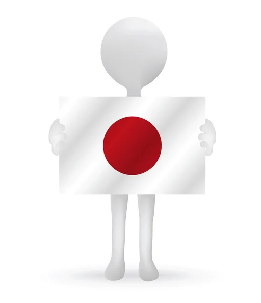 3d uomo che tiene una bandiera del Giappone — Vettoriale Stock
