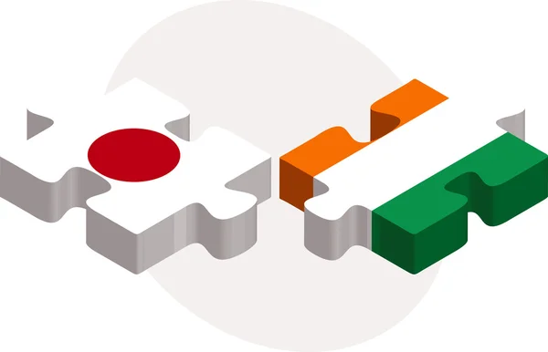 Le Japon et la Côte d'Ivoire Drapeaux en puzzle — Image vectorielle