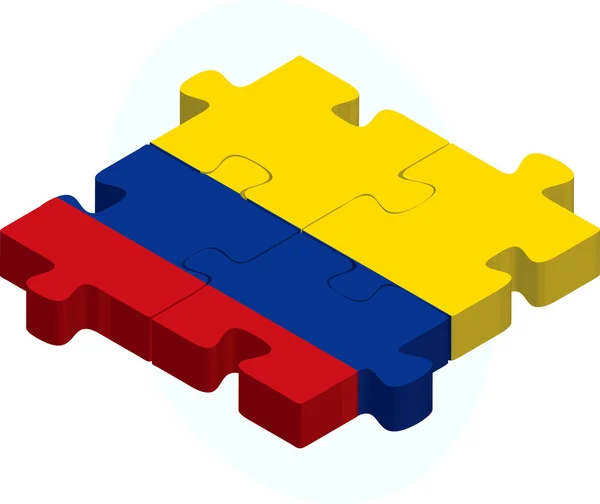 Colombia Flag in puzzle — Stock Vector