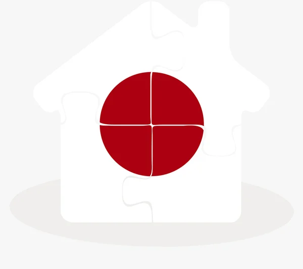 House home icon with Japan flag in puzzle — Stock Vector